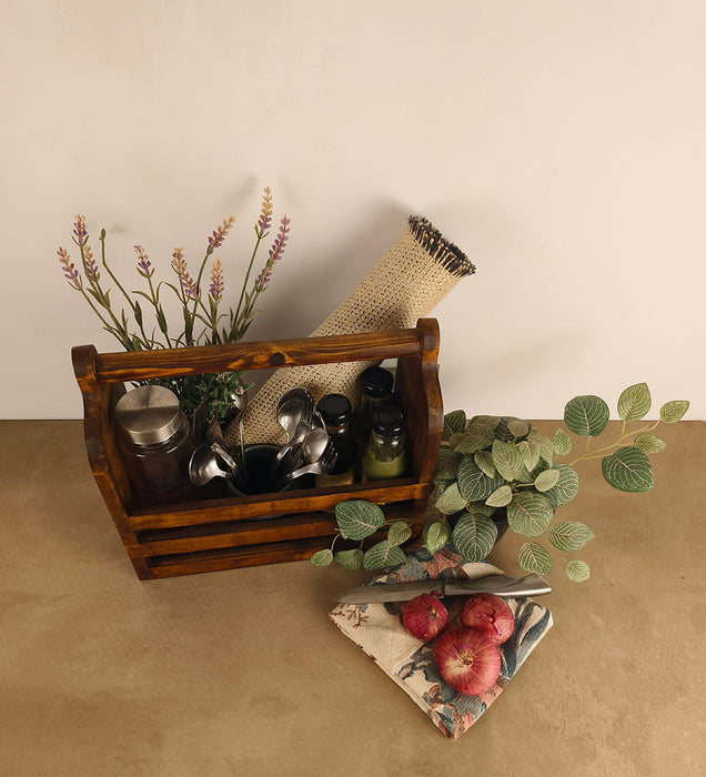 ADORA Wooden Bottle & Cutlery Holder