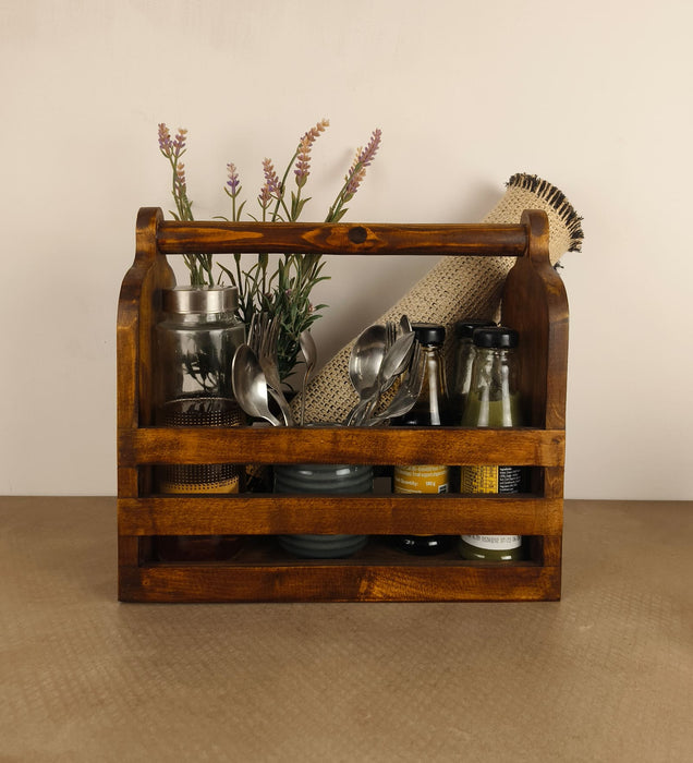 ADORA Wooden Bottle & Cutlery Holder