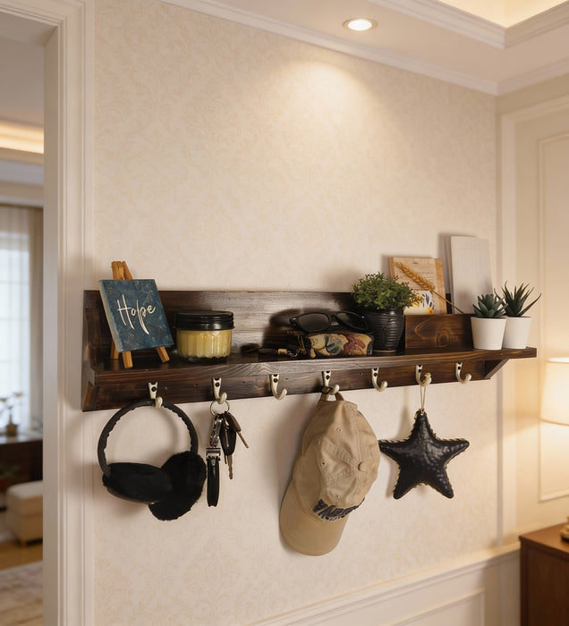 ANDRE Wooden Wall Organiser with Key Holders