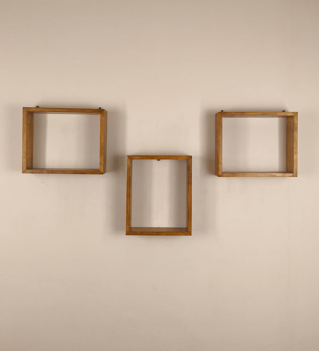 ARTHUR III Rectangular Shaped Set of 3 Wooden Wall Shelves