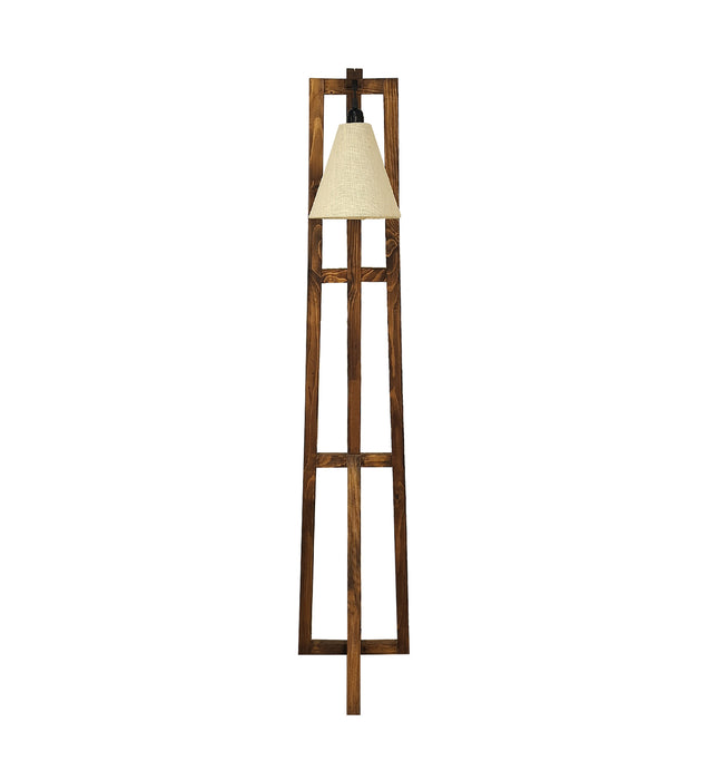 Achille Wooden Floor Lamp with Brown Base and Jute Fabric Lampshade