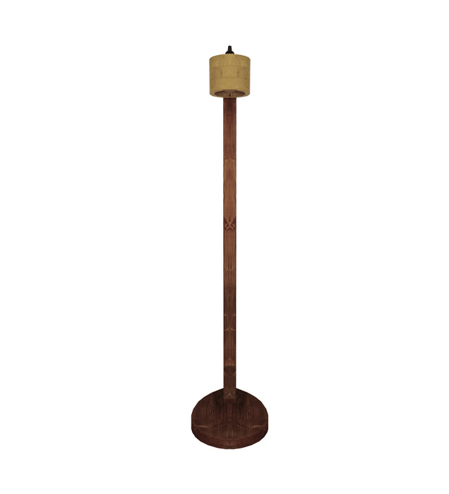 Alice Wooden Floor Lamp with Brown Base and Beige Wooden Lampshade