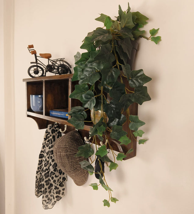 Ambrosia Wooden Wall Shelf Organiser with Key Holders