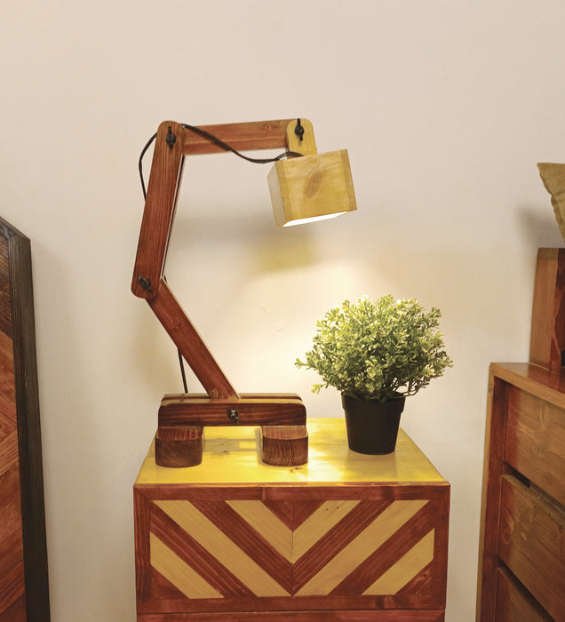 Amelia Brown Wooden Table Lamp with Wooden Lampshade