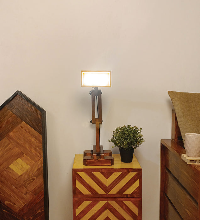 Amelia Brown Wooden Table Lamp with Wooden Lampshade