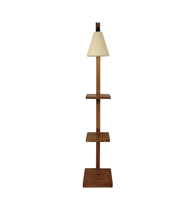 Andre Wooden Floor Lamp with Brown Base and Jute Fabric Lampshade