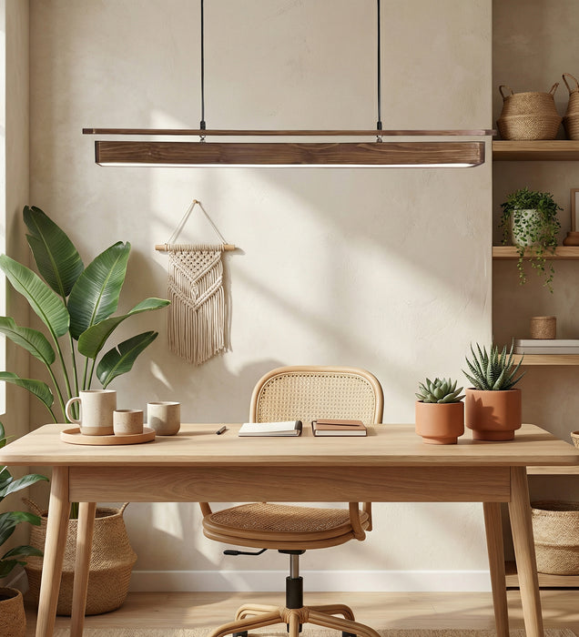 Art Deco 48 Brown Wooden LED Hanging Lamp