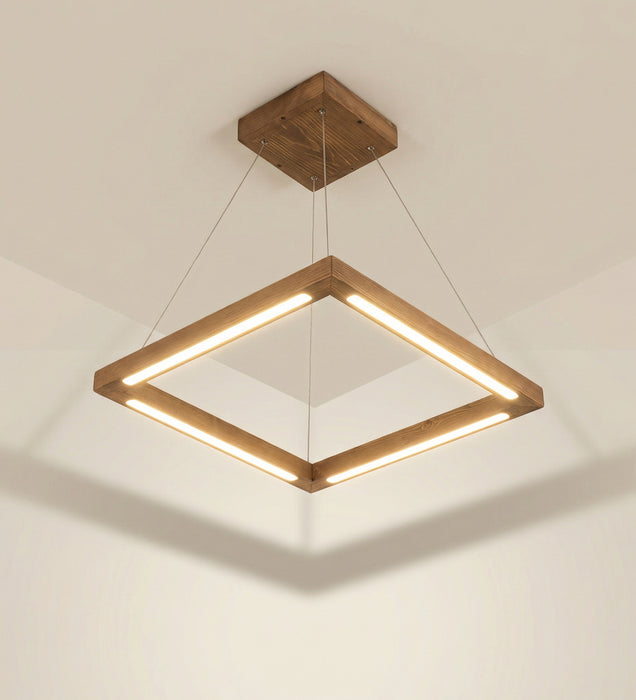 Atrium Brown Square LED Hanging Lamp