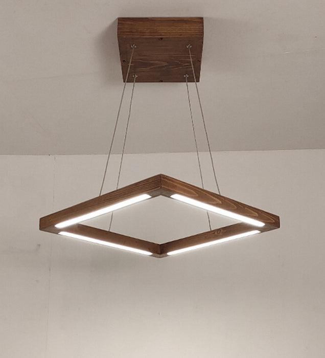 Atrium Brown Square LED Hanging Lamp