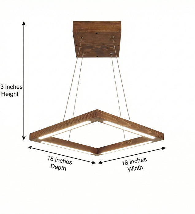 Atrium Brown Square LED Hanging Lamp