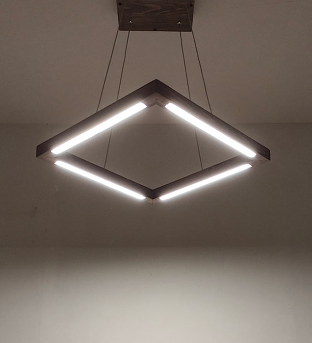 Atrium Brown Square LED Hanging Lamp