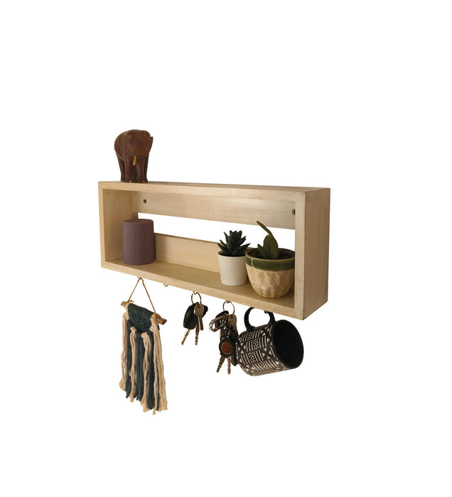 Avalon Wooden Wall Shelf Organiser with Key Holders