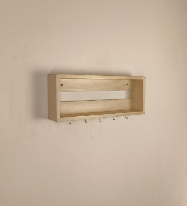 Avalon Wooden Wall Shelf Organiser with Key Holders