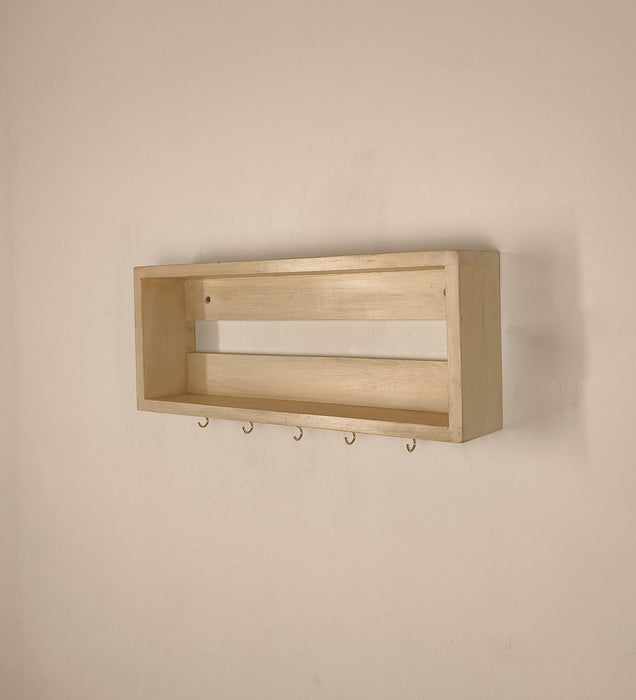 Avalon Wooden Wall Shelf Organiser with Key Holders
