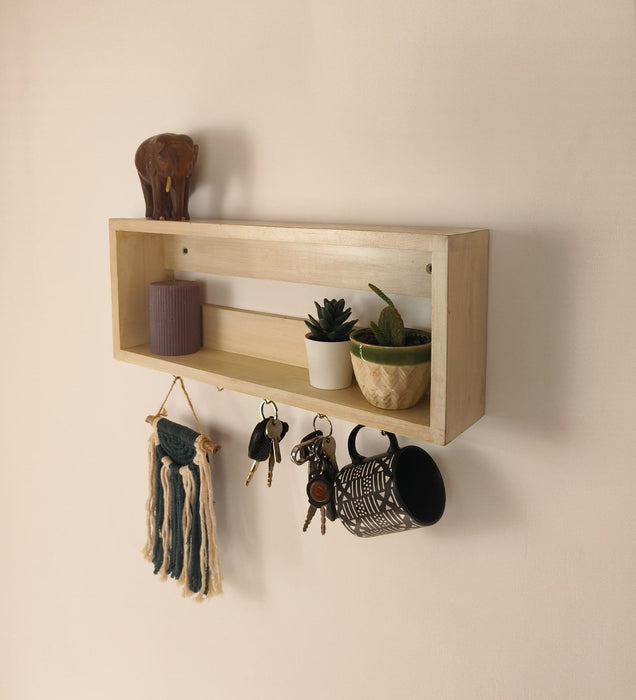 Avalon Wooden Wall Shelf Organiser with Key Holders