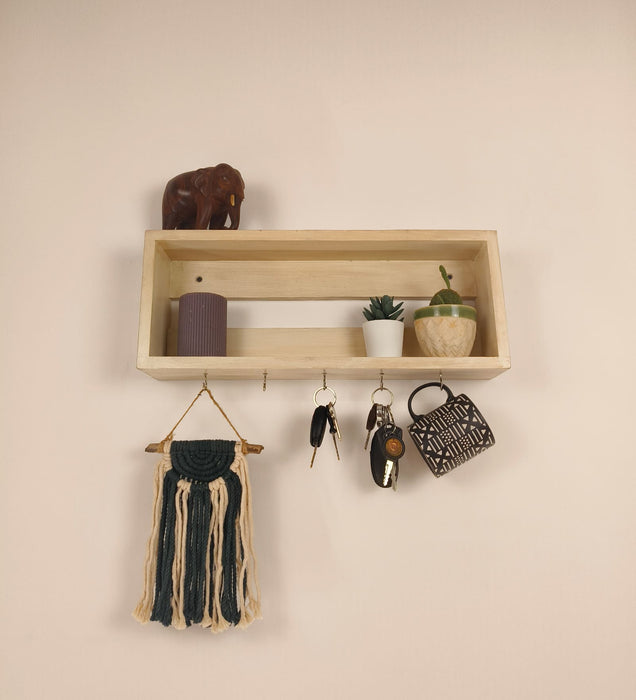 Avalon Wooden Wall Shelf Organiser with Key Holders