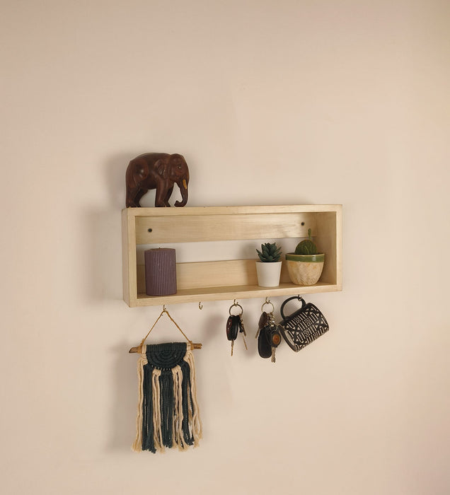 Avalon Wooden Wall Shelf Organiser with Key Holders
