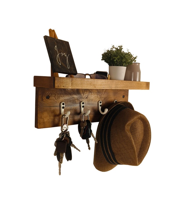 BAXTER Wooden Wall Shelf Organiser with Key Holders