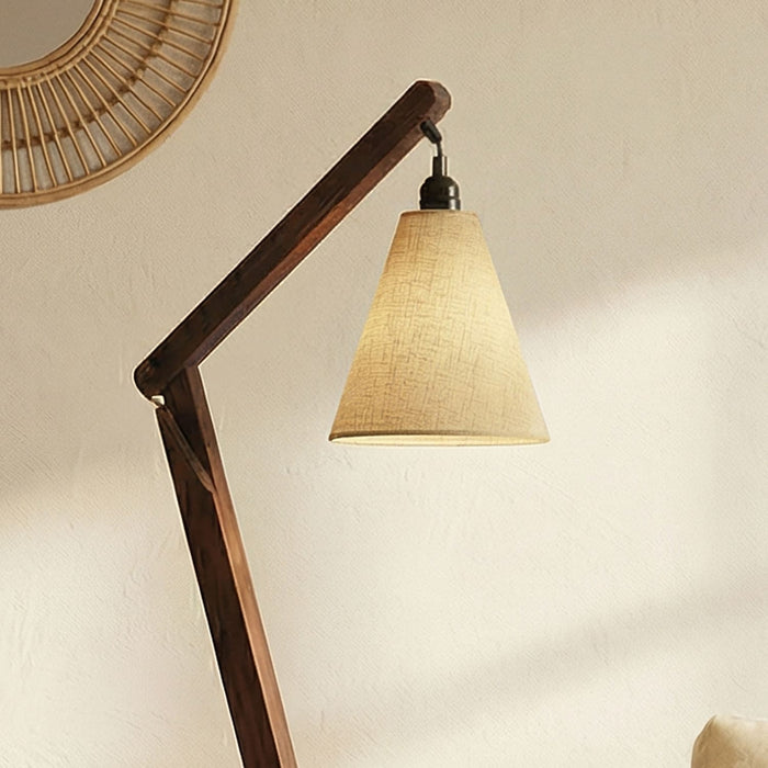 Benji Wooden Reading Floor Lamp with Jute Lampshade