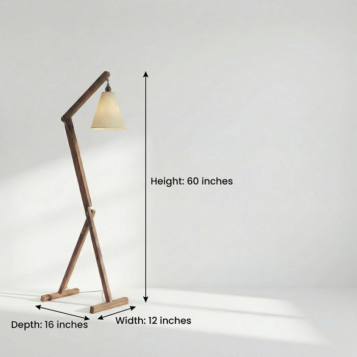 Benji Wooden Reading Floor Lamp with Jute Lampshade