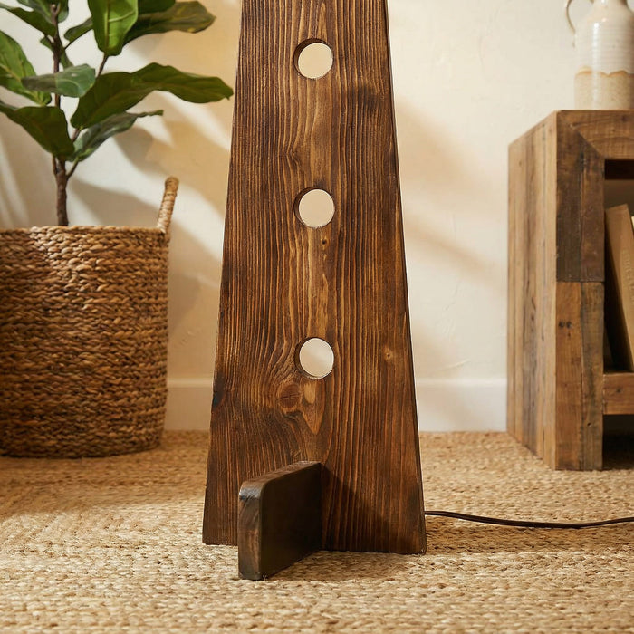 Bevel Wooden Floor Lamp with Jute Lampshade