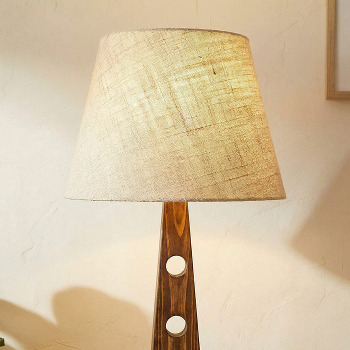 Bevel Wooden Floor Lamp with Jute Lampshade