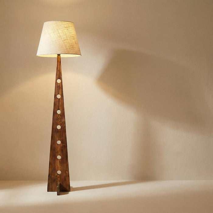 Bevel Wooden Floor Lamp with Jute Lampshade