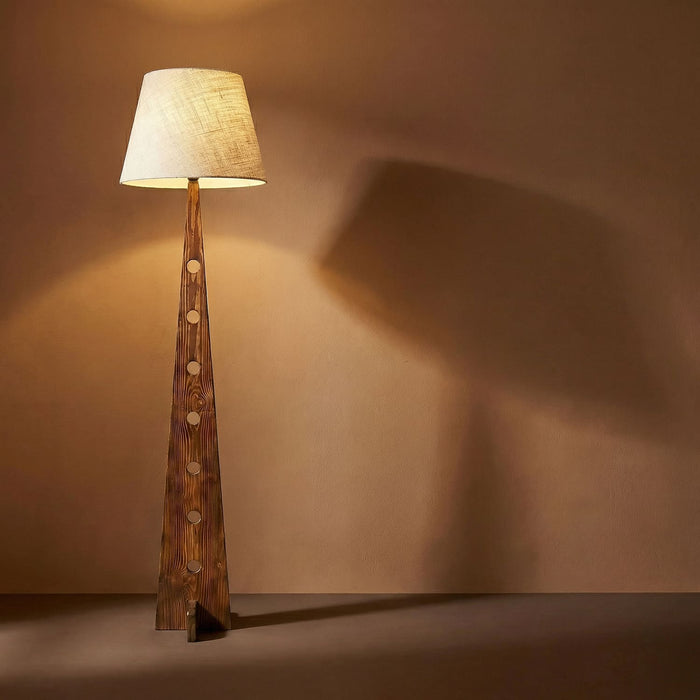 Bevel Wooden Floor Lamp with Jute Lampshade