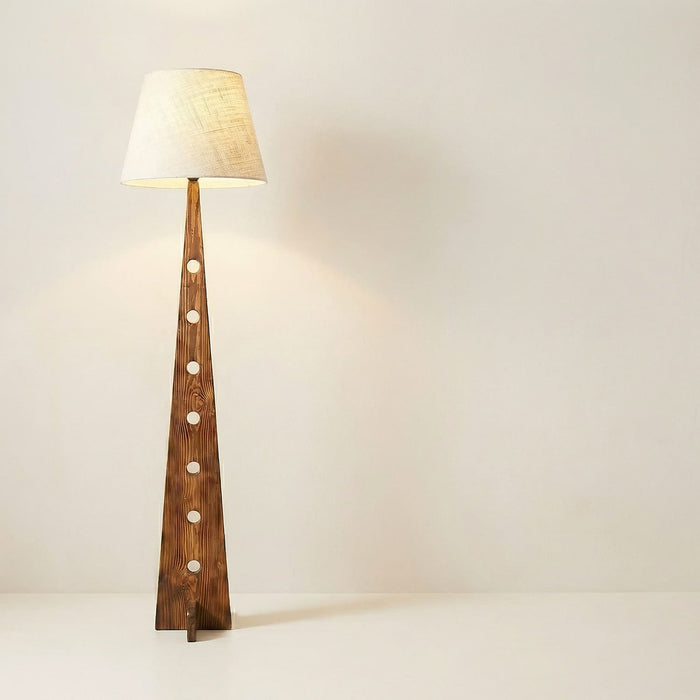 Bevel Wooden Floor Lamp with Jute Lampshade