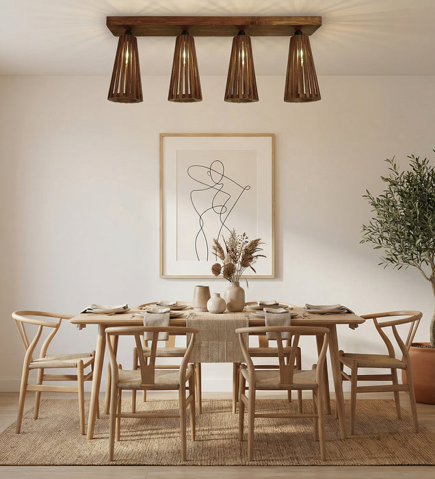 Billet Brown Wooden 4 Series Ceiling Lamp