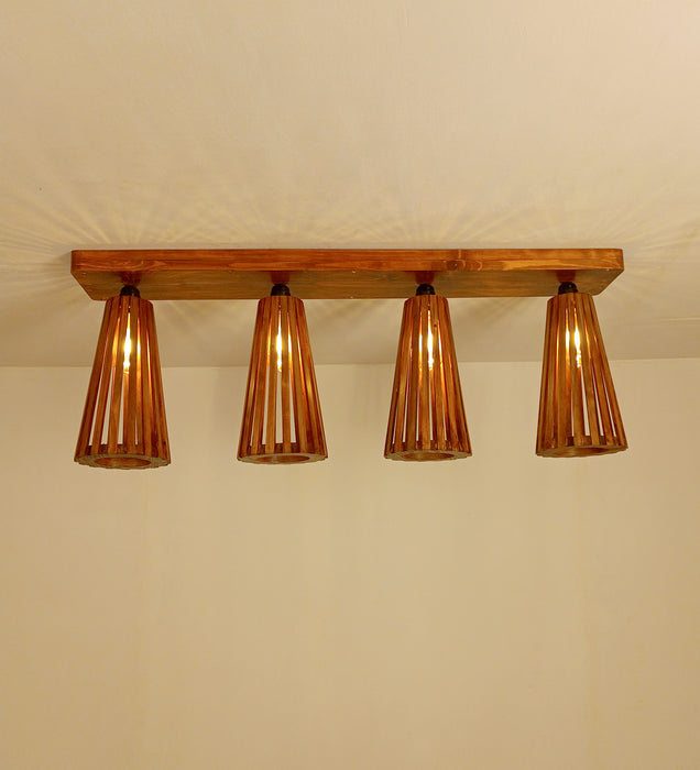 Billet Brown Wooden 4 Series Ceiling Lamp