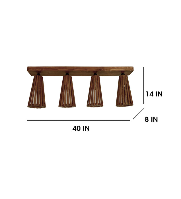 Billet Brown Wooden 4 Series Ceiling Lamp