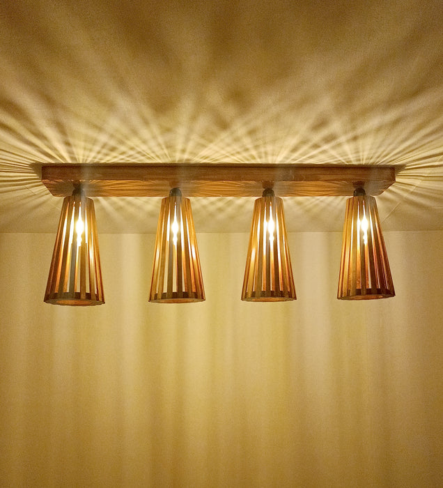 Billet Brown Wooden 4 Series Ceiling Lamp