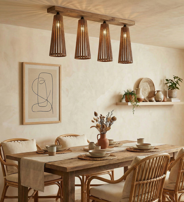 Bole Brown Wooden 4 Series Ceiling Lamp