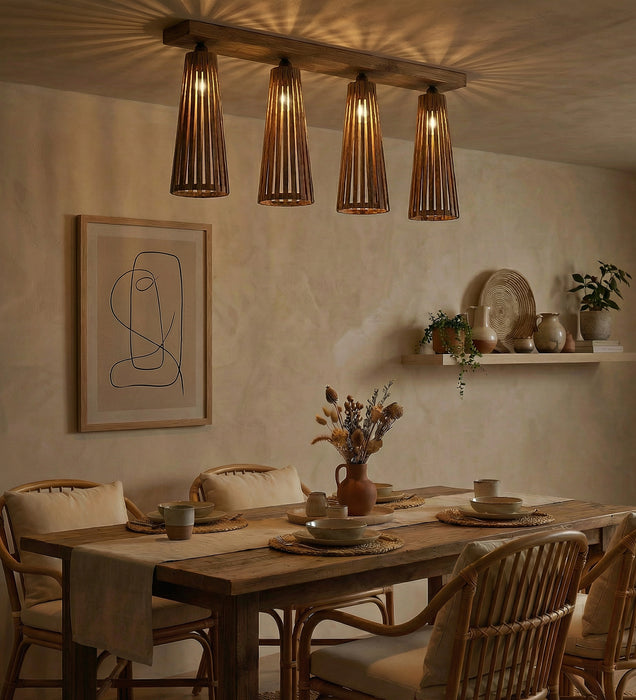 Bole Brown Wooden 4 Series Ceiling Lamp