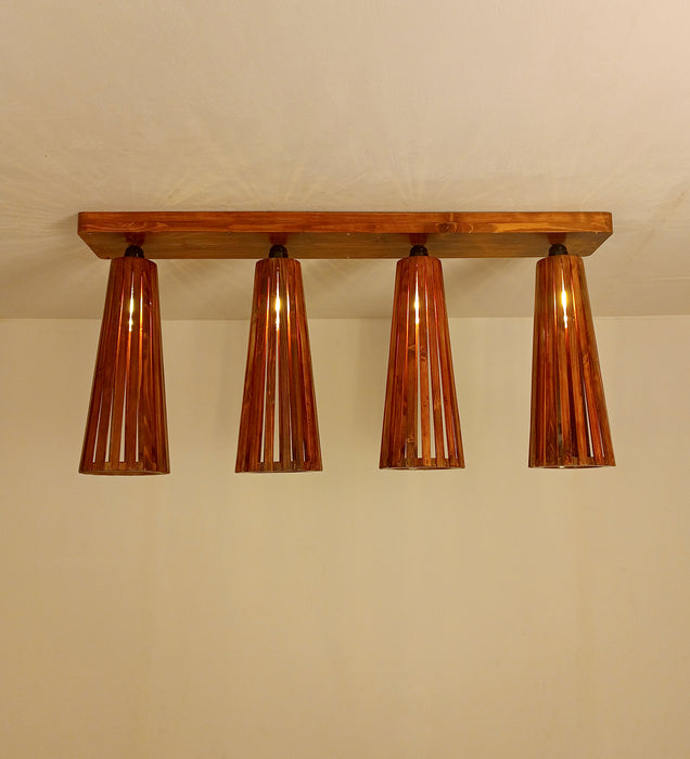 Bole Brown Wooden 4 Series Ceiling Lamp
