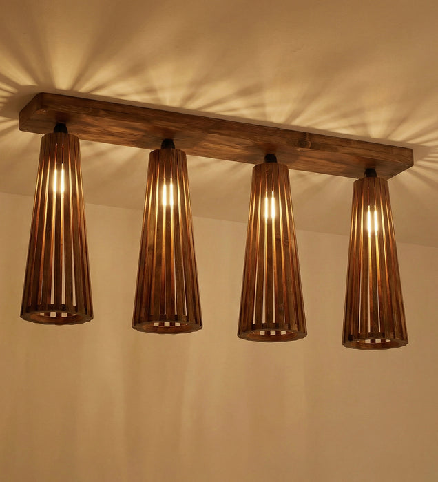 Bole Brown Wooden 4 Series Ceiling Lamp