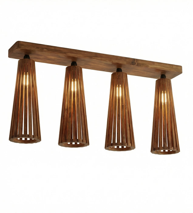 Bole Brown Wooden 4 Series Ceiling Lamp