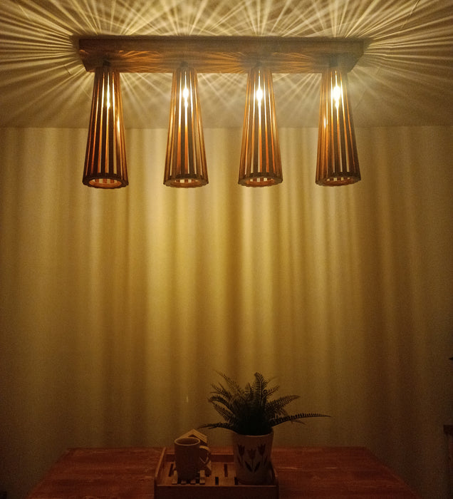 Bole Brown Wooden 4 Series Ceiling Lamp