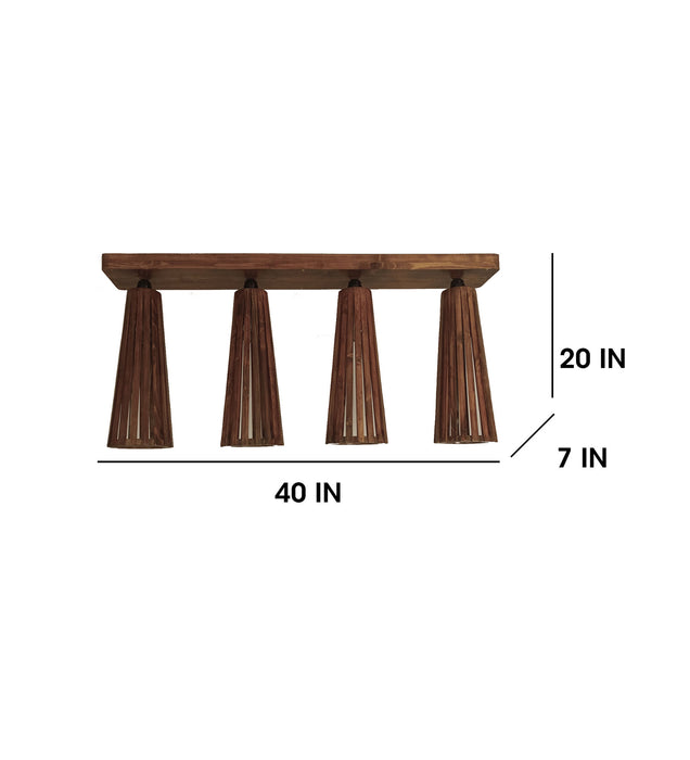 Bole Brown Wooden 4 Series Ceiling Lamp