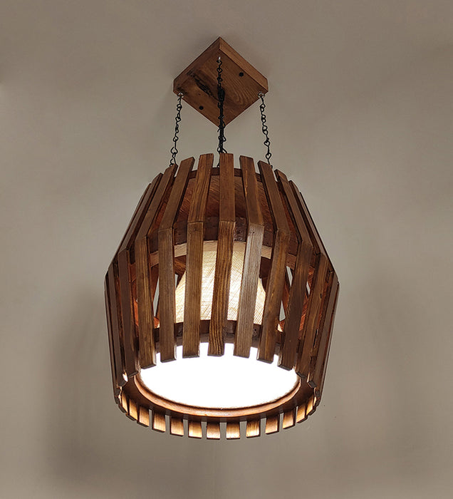 Bourbon Brown Wooden Single Hanging Lamp