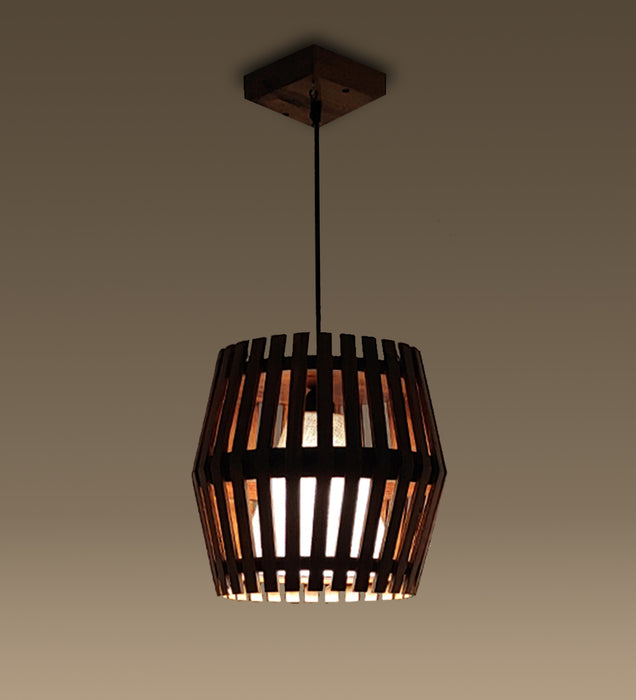 Bourbon Brown Wooden Single Hanging Lamp