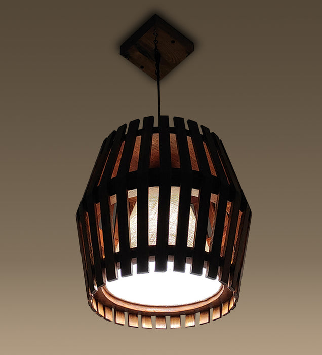 Bourbon Brown Wooden Single Hanging Lamp