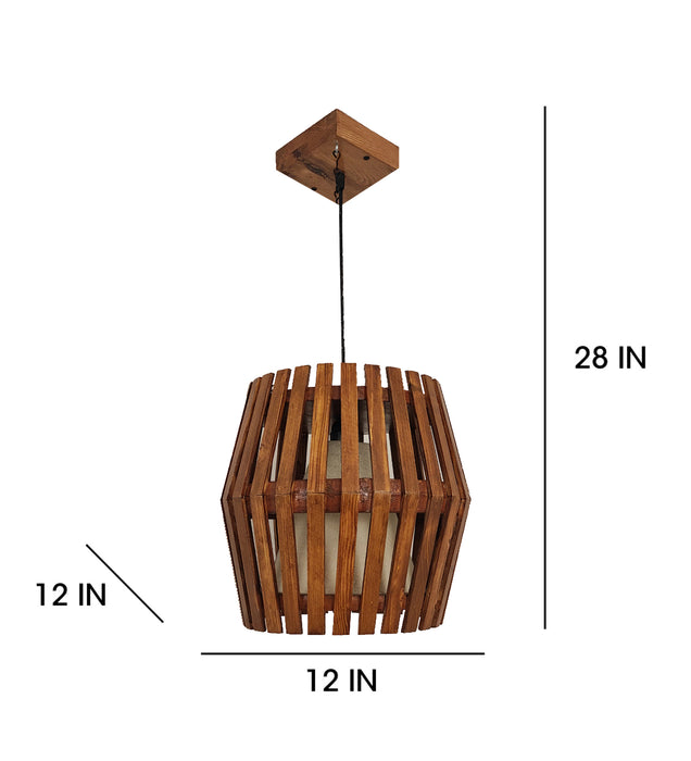 Bourbon Brown Wooden Single Hanging Lamp