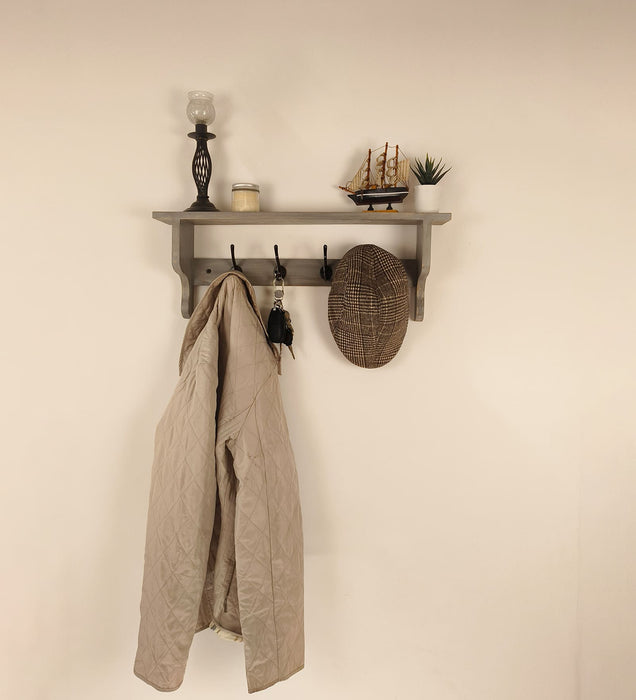 Brentwood Wooden Wall Shelf Organiser with Key Holders