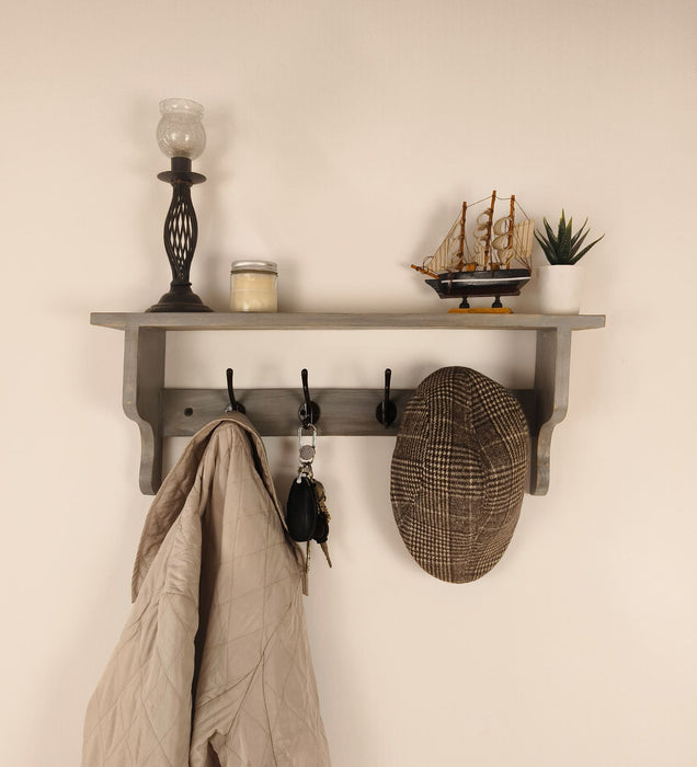 Brentwood Wooden Wall Shelf Organiser with Key Holders