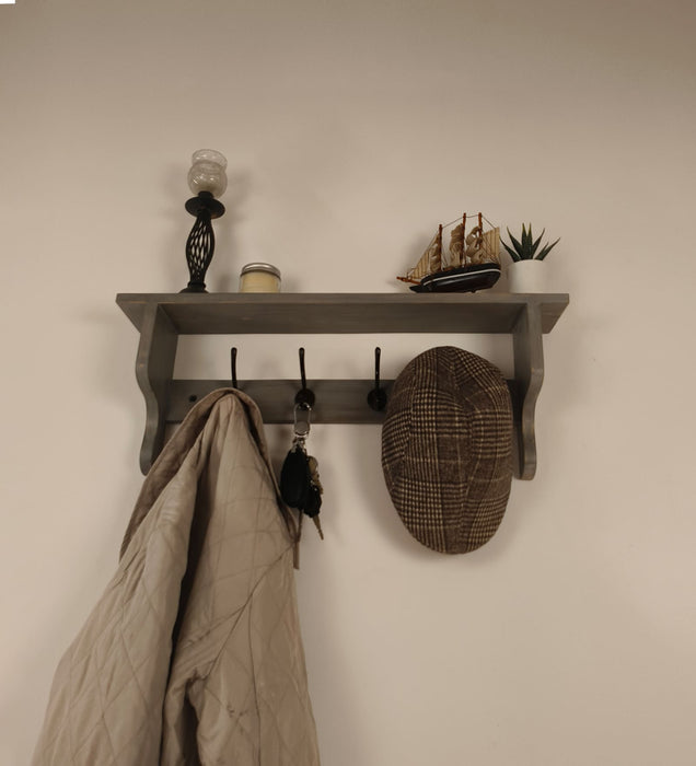 Brentwood Wooden Wall Shelf Organiser with Key Holders