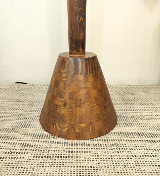Brice Wooden Floor Lamp with Brown Base and Jute Fabric Lampshade