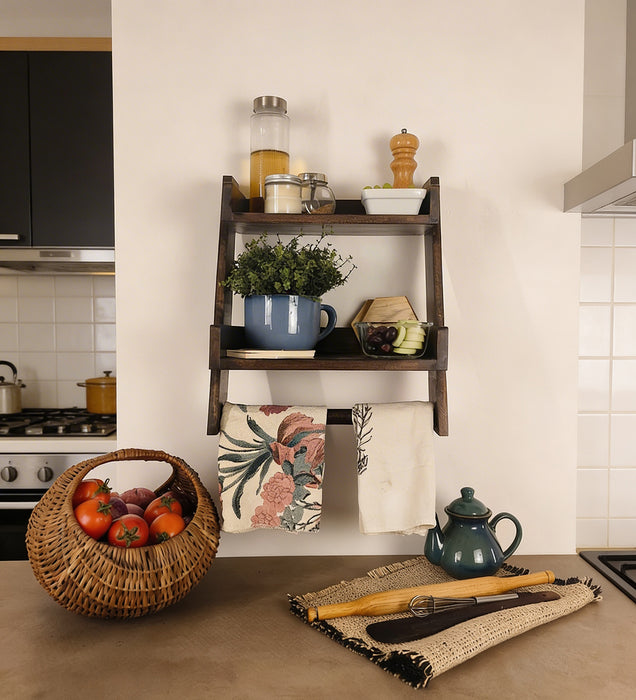 CALISTA Wooden Shelf 2 Step Ladder