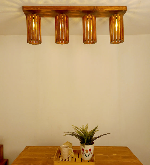 Casa Brown Wooden 4 Series Ceiling Lamp